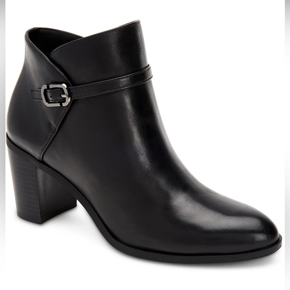 Alfani | Step ’N Flex Nadenne Black Leather Ankle Booties Block Heel Shoes | 8.5 - Picture 1 of 10